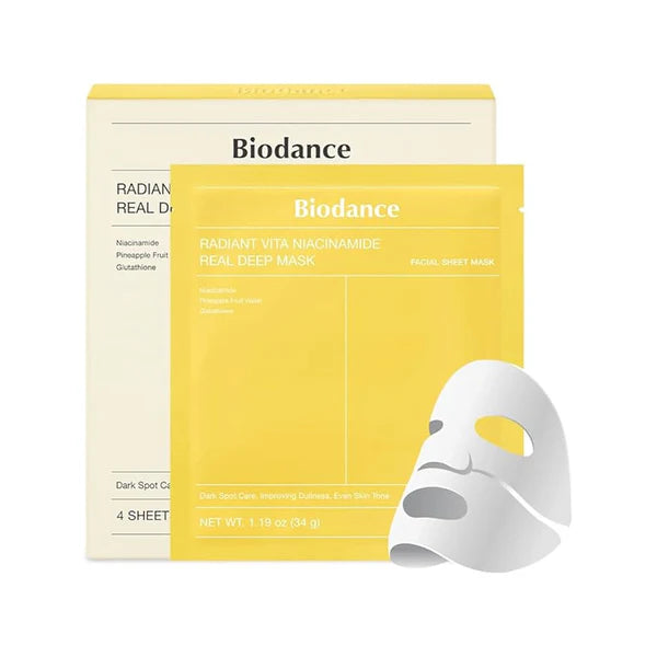 Biodance Radiant Vita Niacinamide Real Deep Mask 4 Piecs