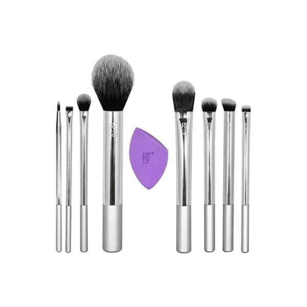 Real Techniques Disco Glam Limited Edition Silver Makeup Brush Set 9 PC